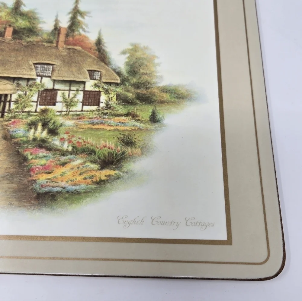 VINTAGE PIMPERNEL ENGLISH COUNTRY COTTAGES TRIVET PLACEMAT SET OF 5 ENGLAND CORK